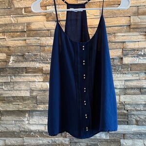 Naked Zebra Navy Blue Camisole with Button Detail